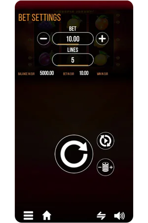 Výber veľkosti stávky v Respin Joker Demo